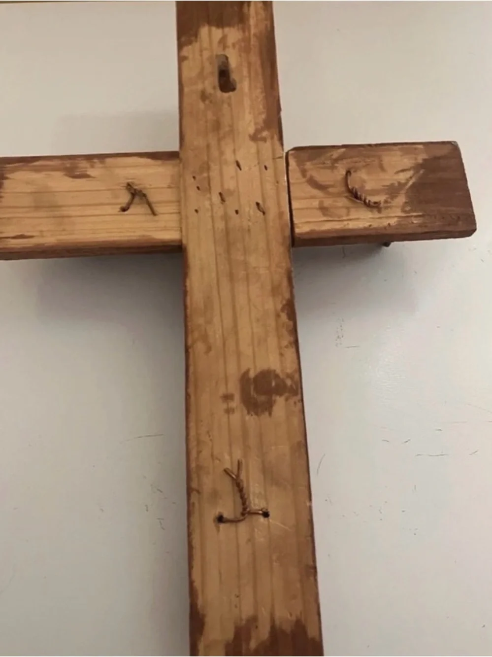 Hand Crafted Brown and Silver Wall Cross
